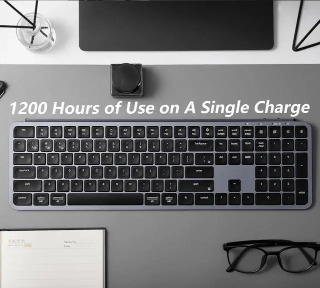 Alt view image 4 of 5 - Full-Size Ultra-Slim Wireless ZMK Custom Keyboard, Triple-Mode 2.4 G/Bluetooth 5.2/Wired Programmable, Lightweight Quiet Key Space Gray