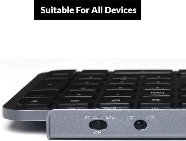 Alt view image 5 of 5 - Full-Size Ultra-Slim Wireless ZMK Custom Keyboard, Triple-Mode 2.4 G/Bluetooth 5.2/Wired Programmable, Lightweight Quiet Key Space Gray