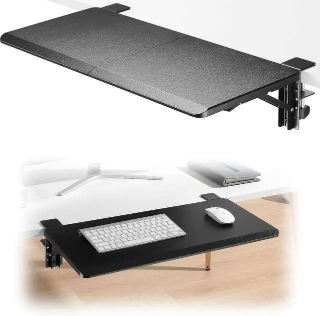 Main image of Ergonomics Desk Extender Tray, 25.6"x11.4" Large Size Foldable Keyboard Drawer Tray Clamp On, Armrest Support for Home and Office (Black)