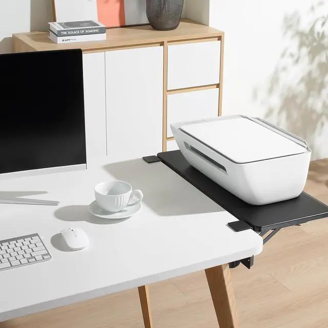 Alt view image 6 of 6 - Ergonomics Desk Extender Tray, 25.6"x11.4" Large Size Foldable Keyboard Drawer Tray Clamp On, Armrest Support for Home and Office (Black)