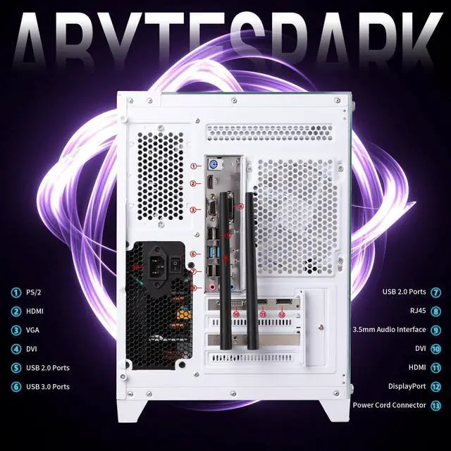 Alt view image 3 of 7 - Gaming PC Desktop Computer,Intel Core i7 Desktop,Operating at A Frequency of 3.4GHz,GTX1660Super Graphics Card with 6GB GDDR6 Video Memory,16GB RAM, 1TB NVME SSD,WiFi 5.0,RGB Fan x4,White