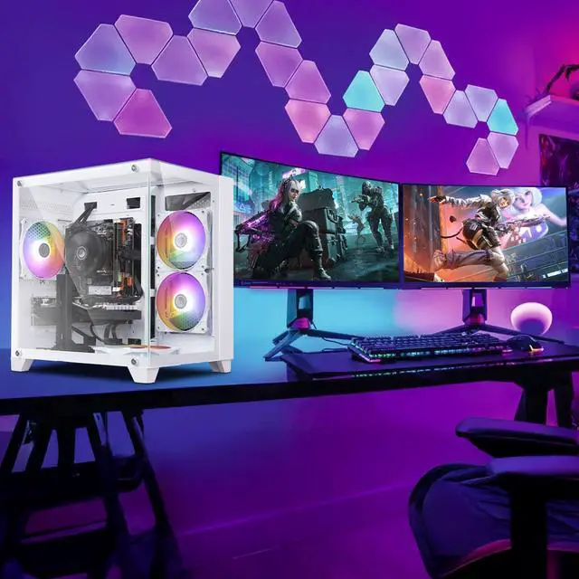 Alt view image 4 of 7 - Gaming PC Desktop Computer,Intel Core i7 Desktop,Operating at A Frequency of 3.4GHz,GTX1660Super Graphics Card with 6GB GDDR6 Video Memory,16GB RAM, 1TB NVME SSD,WiFi 5.0,RGB Fan x4,White