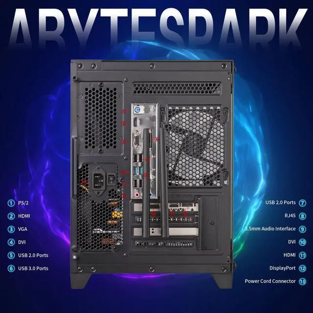 Alt view image 3 of 7 - Prebuilt Gaming PC Desktop Computer,Intel Core i5 Desktop,Operating at A Frequency of 3.2-3.6 GHz,RX550 Graphics Card with 4GB GDDR5 Video Memory,16GB RAM, 512GB NVME SSD,WiFi5,RGB Fan x4 Windows 11