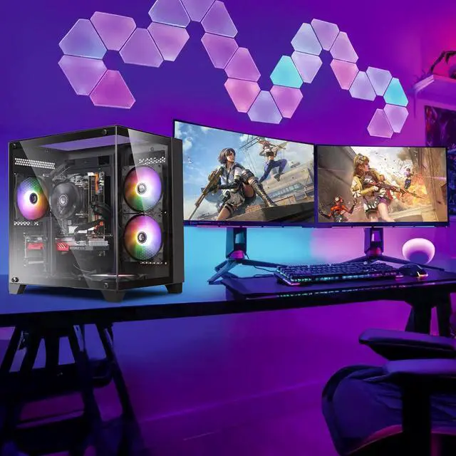 Alt view image 4 of 7 - Prebuilt Gaming PC Desktop Computer,Intel Core i5 Desktop,Operating at A Frequency of 3.2-3.6 GHz,RX550 Graphics Card with 4GB GDDR5 Video Memory,16GB RAM, 512GB NVME SSD,WiFi5,RGB Fan x4 Windows 11