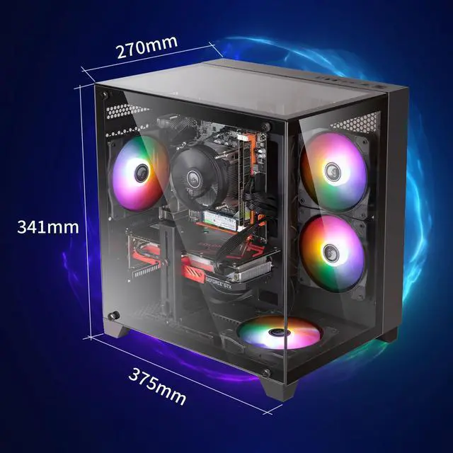 Alt view image 5 of 7 - Prebuilt Gaming PC Desktop Computer,Intel Core i5 Desktop,Operating at A Frequency of 3.2-3.6 GHz,RX550 Graphics Card with 4GB GDDR5 Video Memory,16GB RAM, 512GB NVME SSD,WiFi5,RGB Fan x4 Windows 11