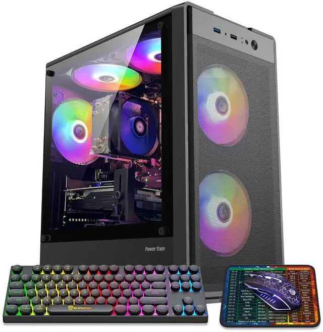 Main image of Prebuilt Gaming PC Desktop Computer , Intel 14th Core i5-14400Fup To 4.7GHz,32GB DDR4 3200 RAM, 1TB M.2 NVME SSD,RTX2060 6GB GDDR6 Graphics Card WIFI6 HDMI,RGB Fan x5,Windows 11 Home