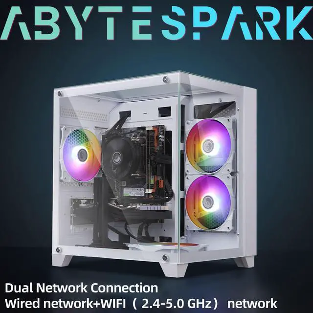 Alt view image 4 of 7 - Prebuilt Gaming PC Desktop Computer,AMD Ryzen R5 5500 Desktop,Operating at A Frequency of 3.6-4.2 GHz,RX590 Graphics Card with 8GB GDDR5 Video Memory,16GB RAM, 1TB NVME SSD,WiFi 5.0,RGB Fan x4