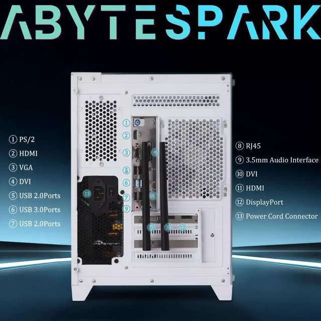 Alt view image 5 of 7 - Prebuilt Gaming PC Desktop Computer,AMD Ryzen R5 5500 Desktop,Operating at A Frequency of 3.6-4.2 GHz,RX590 Graphics Card with 8GB GDDR5 Video Memory,16GB RAM, 1TB NVME SSD,WiFi 5.0,RGB Fan x4