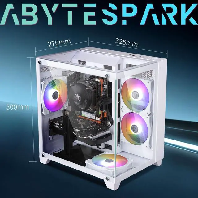 Alt view image 6 of 7 - Prebuilt Gaming PC Desktop Computer,AMD Ryzen R5 5500 Desktop,Operating at A Frequency of 3.6-4.2 GHz,RX590 Graphics Card with 8GB GDDR5 Video Memory,16GB RAM, 1TB NVME SSD,WiFi 5.0,RGB Fan x4