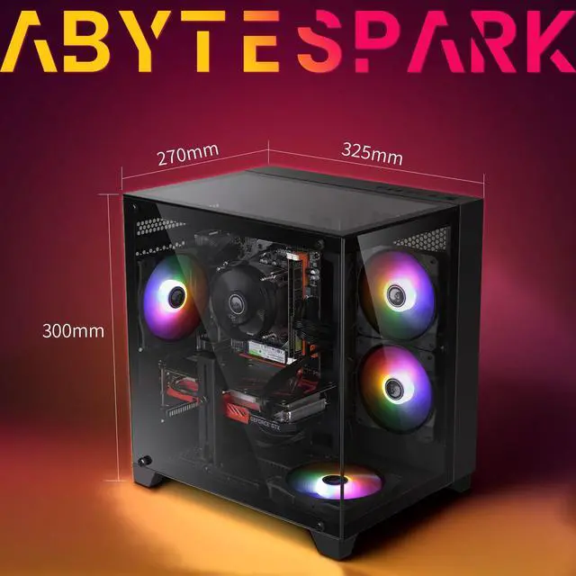 Alt view image 7 of 7 - Prebuilt Gaming PC Desktop Computer,AMD Ryzen R5 5500 Desktop,Operating at A Frequency of 3.6-4.2 GHz,RTX2060 Graphics Card with 6GB GDDR6 Video Memory,16GB RAM, 1TB NVME SSD,WiFi 5.0,RGB Fan x4