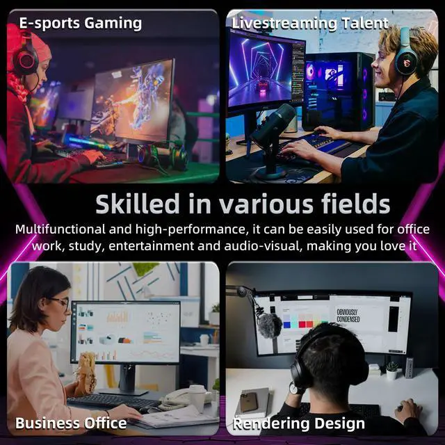 Alt view image 5 of 7 - Prebuilt Gaming PC Desktop Computer,Intel Core i7 Desktop,Operating at A Frequency of 3.4-3.9 GHz,RX590 Graphics Card with 8GB GDDR5 Video Memory,16GB RAM, 1TB NVME SSD,WiFi 5.0,RGB Fan x5