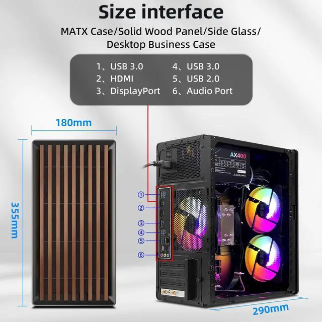 Alt view image 7 of 7 - Tower Business Desktop Computer PC - Intel 14th Generation Core i7-14650HX 16 cores and 24 Threads, 16GB DDR4 3200 RAM, 1TB M.2 NVME SSD,Windows 11 Home,WiFiHDMI,RJ-45,Wired Keyboard & Mouse.