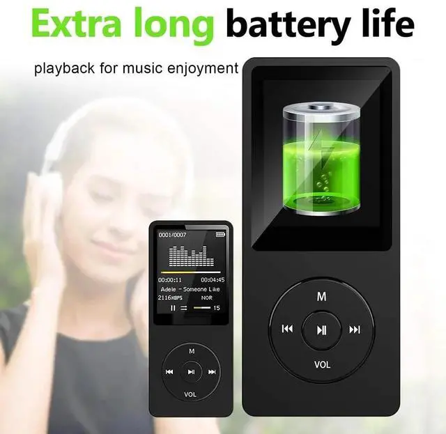 Alt view image 2 of 6 - MP3 Player USB Charging Record Digital Display Screen Media Lossless Portable Pocket Sports Running Walking Music Play Pink