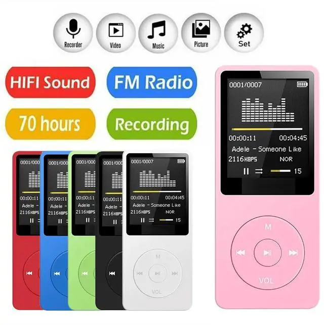 Alt view image 5 of 6 - MP3 Player USB Charging Record Digital Display Screen Media Lossless Portable Pocket Sports Running Walking Music Play Pink