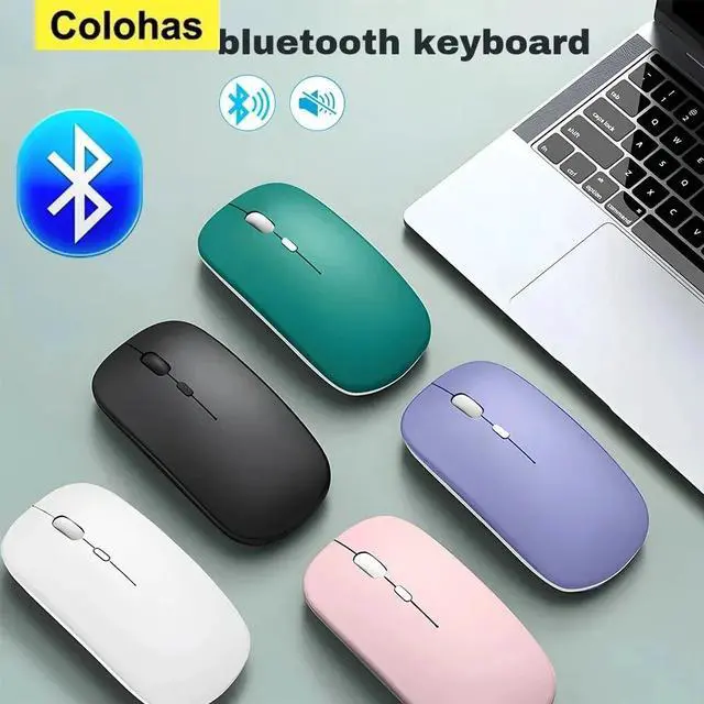 Alt view image 2 of 6 - Wireless Bluetooth Mouse for IPad Samsung Huawei Lenovo MiPad Android Windows Tablet Battery Mouse for Laptop Notebook Computer Purple
