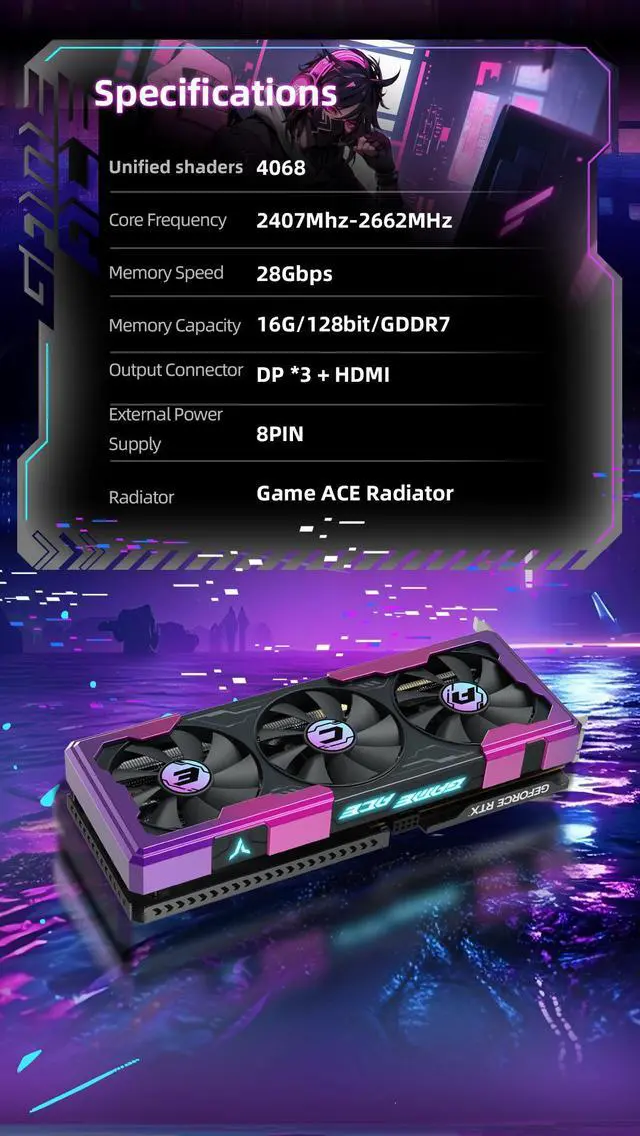 Alt view image 13 of 13 - Yeston RTX 5060Ti 16GB GDDR7 Dual Fan Graphics cards pci express 5.0 video cards Desktop computer PC video gaming graphics card