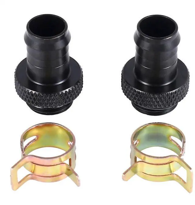 Main image of 2 Pieces Barb Fittings Computer Water Cooling Radiator Copper Radiator Cooler Clamps For 3/8 Inch ID Pipe G1/4 Chrome Plated