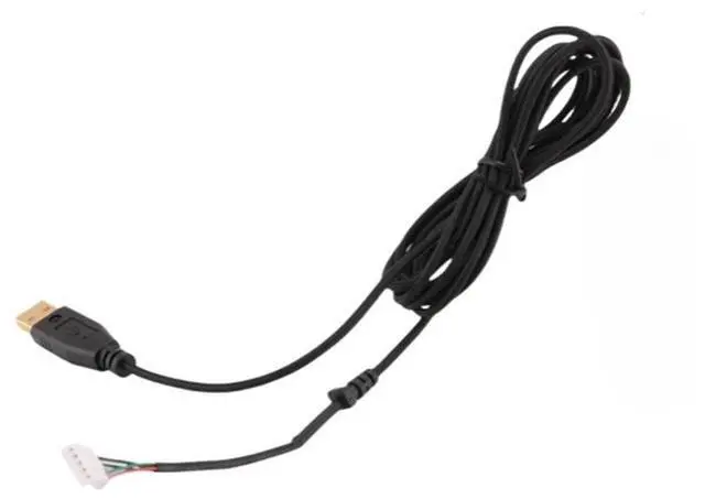 Alt view image 2 of 2 - USB mouse cable for 2013 about 2.1 meters 5 wire 5 pin black gold plated replacement gaming mouse