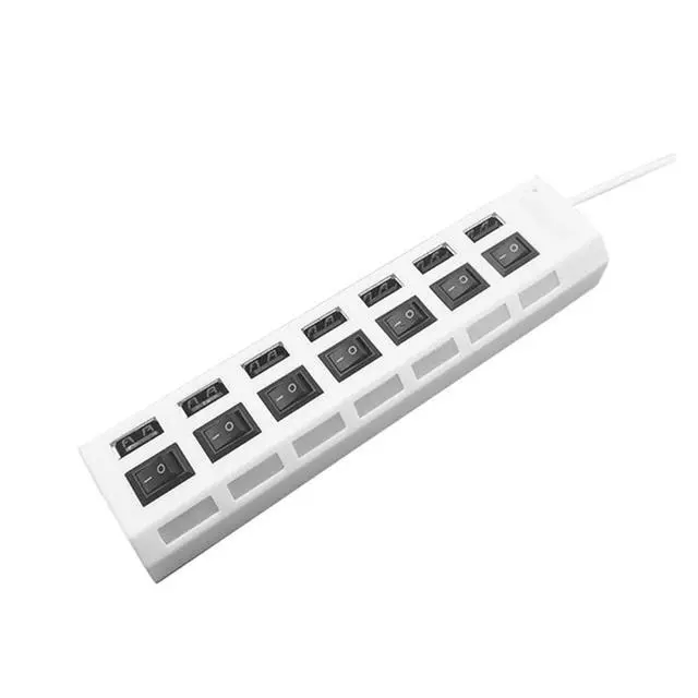 Alt view image 2 of 2 - USB Hub 2.0 USB Distributor Multi-Hub Adapter USB Multi-Port Power Adapter with Switch Accessory for PC Laptop, White