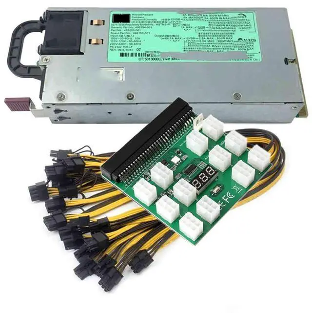 Main image of 1200W GPU mining server power supply HSTNS-PL11 490594-001 438203-001 for DL580 G6 G7 PCI-E breakout board 6-pin cable