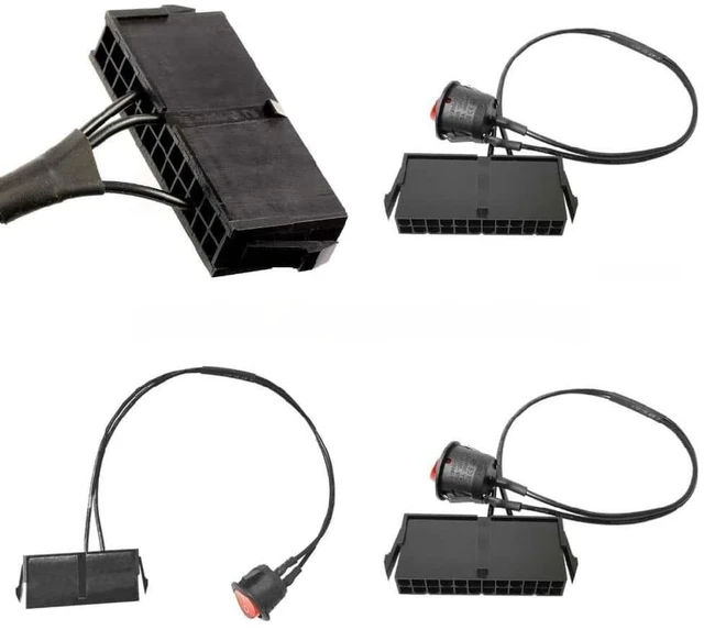 Main image of 587B 24-pin ATX Power Switch Cable with Red LED Power On/Off Switch Jumper Bridge Adapter Cable 13.8 inches (35 cm)