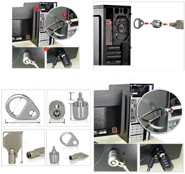 Main image of 587B Anti-theft Office Computer Desktop Key Security Lock with Key, Computer Host Chassis Anti-theft Lock Replacement