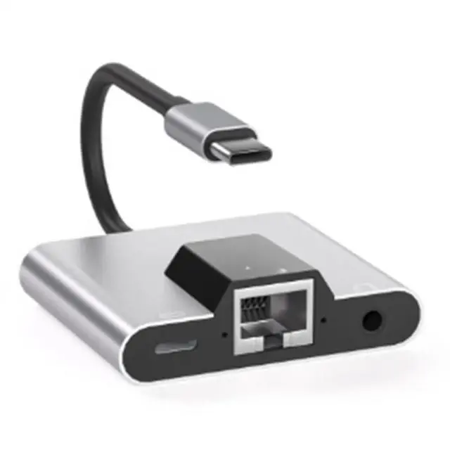 Main image of USB C to Ethernet Network Adapter Hub USB C to 3.5mm Audio PD Fast Charging Docking Station for Laptops and Mobile Phones
