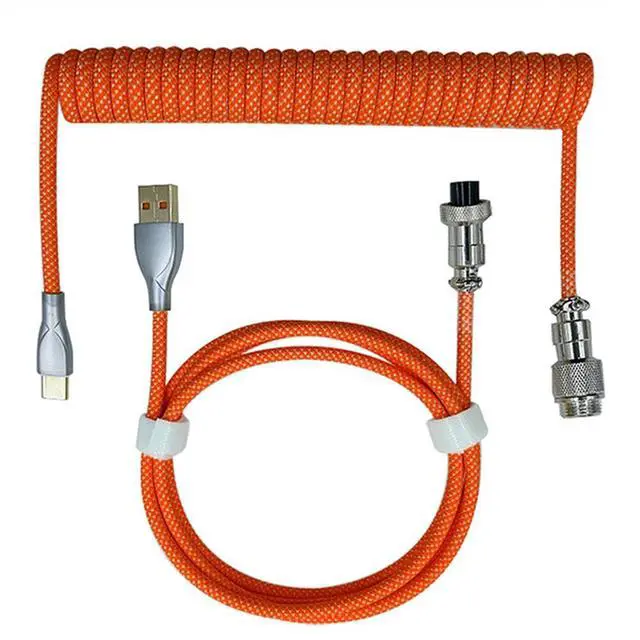 Main image of USB to USB data cable mechanical keyboard reel aviation cable game keyboard cable spring cable purple