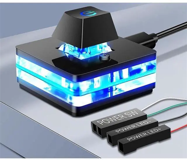 Main image of Computer desktop switch blue LED computer motherboard external start power button extension cord computer switch