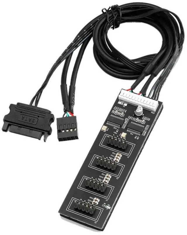 Main image of USB header splitter, USB 2.0 header splitter with SATA power cable, internal USB hub for CPU/light/printer