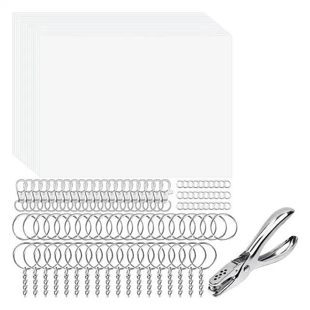 Main image of Keychain set, including 20 shrink wraps, keychain clip, detachable key ring, key ring with chain