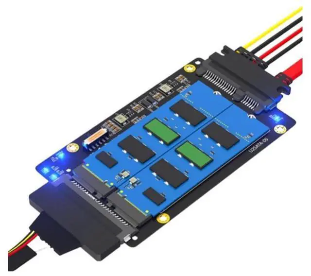 Main image of 2 in 1 Combo M.2 PCI-E SSD to U.2 SFF-8639 and U.2 SFF-8639 M.2 SATA SSD to SATA Adapter
