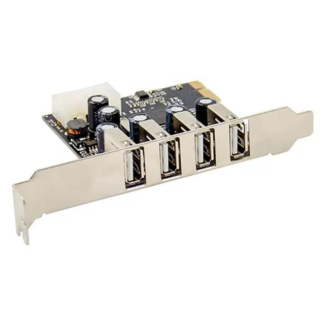 Main image of PCI-E to 4-port USB 2.0 conversion card PCIE USB2.0 adapter card MCS9990 chipset supports hot-swappable USB adapter card