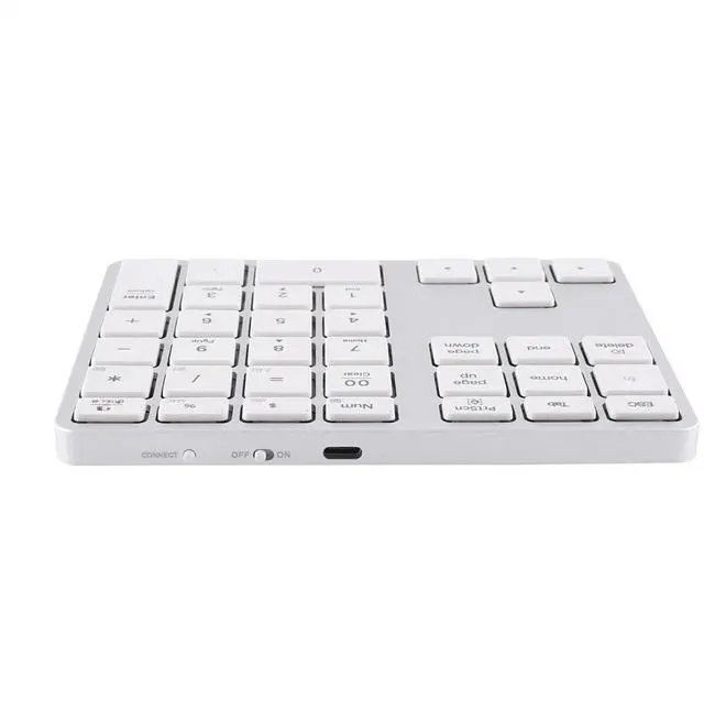 Main image of Bluetooth 5.0 Wireless Numeric Keypad 35 Keys Digital Keyboard for PC Tablet Laptop, Silver White