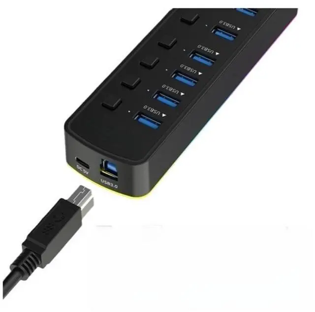 Main image of USB 3.0 Hub 7 Ports USB Port Adapter 5Gbps Standalone Switch Splitter Gaming USB Hub for Laptop