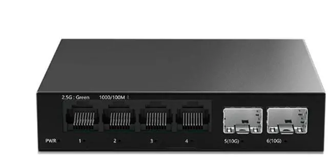 Main image of 2.5Gb Switch 4-port 2.5G Unmanaged Network Switch with 2-port 10GbE SFP+ Slots, Home Setup Ethernet Switch Plug, EU Plug