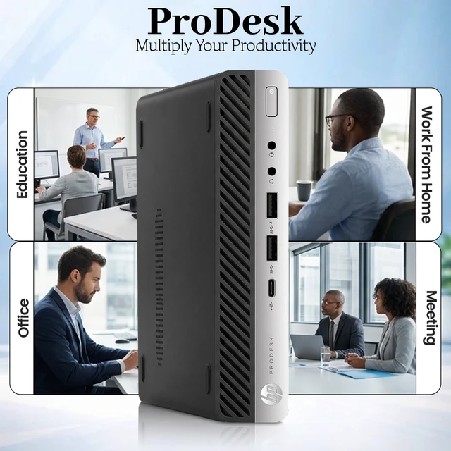 Alt view image 2 of 7 - HP 600 ProDesk Mini Desktop PC | Intel Core i5-8500 | 16GB DDR4 RAM | 256GB SSD | 24" HD LED | Built in Wi-Fi | Wireless keyboard & Mouse | Window 11 Pro |