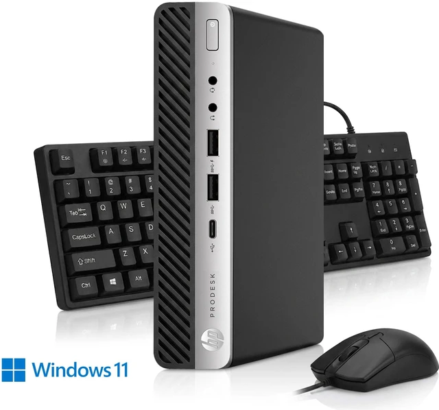 Main image of HP 600 ProDesk Mini Desktop PC- Intel Core i5-8500T, 8GB DDR4 RAM, 128GB SSD, Wi-Fi, Window 11 Pro