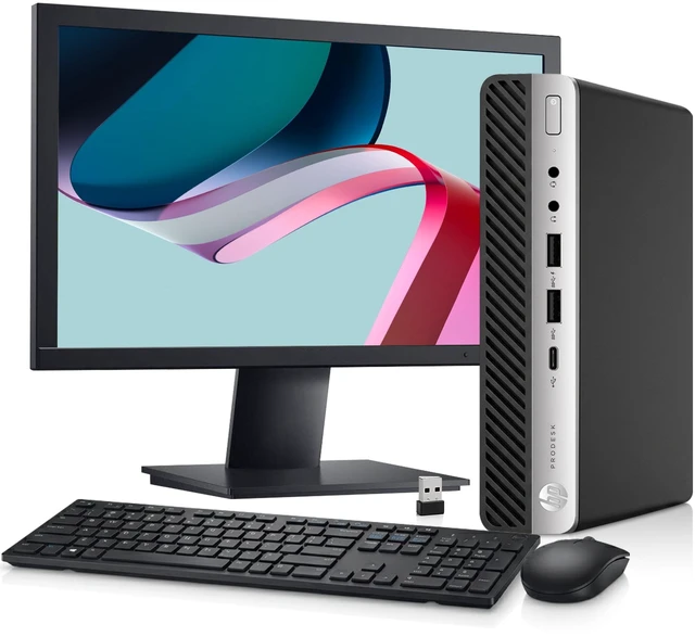 Main image of HP ProDesk G4 600 Mini Desktop PC- Intel Core i5-8500, 8GB DDR4 RAM, 256GB SSD, 19" HD LED, Wi-Fi Adapter with Wireless keyboard & Mouse Window 11 Pro