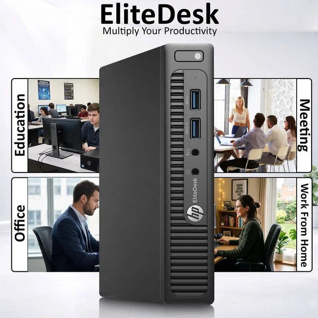 Alt view image 3 of 7 - HP Elitedesk 705 G3 Mini PC, AMD PRO A10-8770E Processor, 16GB DDR4 Memory, 1TB SSD Storage, Wi-Fi, Wireless Keyboard & Mouse, Windows 11 Pro, Tiny Pc