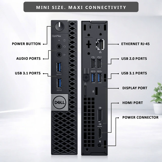 Alt view image 3 of 7 - Dell OptiPlex Micro Desktop | Intel core i5-9500T (6-Cores) Processor, 16GB Ram, 19-inch Monitor, 256GB SSD | Wireless KB & Mouse, Windows 11 Pro,