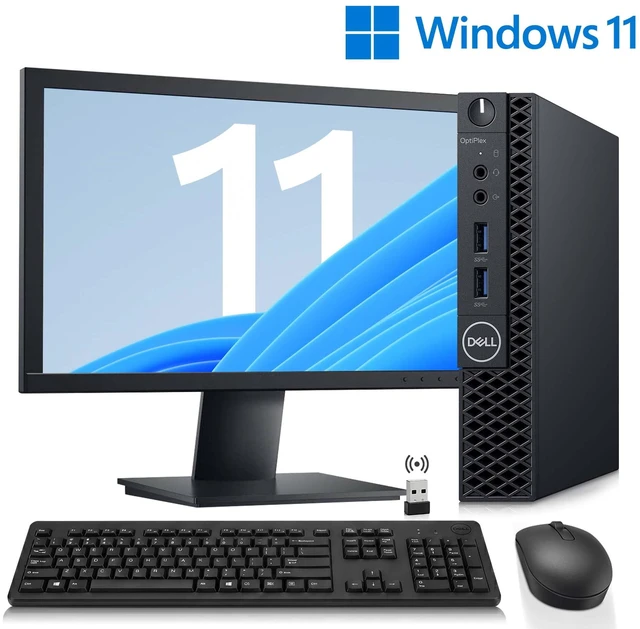 Main image of Dell OptiPlex Micro Desktop | Intel core i5-9500T (6-Cores) Processor, 16GB Ram, 19-inch Monitor, 256GB SSD | Wireless KB & Mouse, Windows 11 Pro,