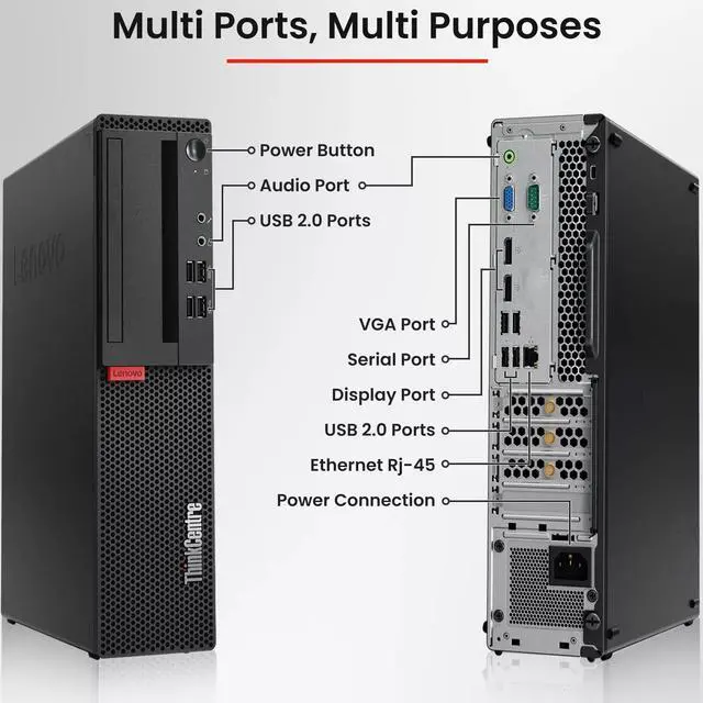 Alt view image 5 of 7 - Lenovo ThinkCentre M920 Desktop SFF Computer PC Intel Hexa Core i5-8500 up to 4.10GHZ, 8GB DDR4 Ram,256GB NVMe, Built-in Wi-Fi + Bluetooth, Keyboard & Mouse, Windows 11 Pro (Refurbished)