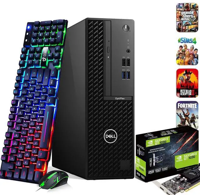 Main image of Dell OptiPlex 3080 SFF Desktop Computer PC Intel Quad Core i5-10500 up to 4.50GHz, 32GB DDR4 Ram,512GB SSD,NVIDIA GeForce GTX 1050Ti, Wi-Fi Adapter, RGB Keyboard & Mouse, Windows 11 Pro (Renewed)