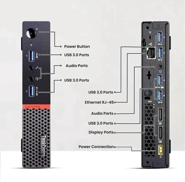 Alt view image 6 of 6 - Lenovo ThinkCentre Mini Computer PC Intel Quad Core i5-6500T, 16GB DDR4 Ram, 512GB NVMe SSD, Wireless Keyboard & Mouse, Wi-Fi Adapter, Windows 11 Professional (Renewed)