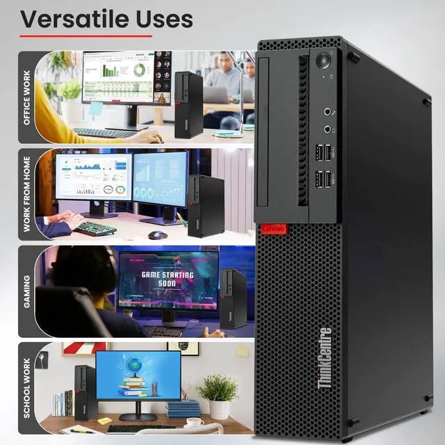 Alt view image 7 of 7 - Lenovo ThinkCentre SFF Desktop Computer PC, Intel Quad Core i5-6500 upto 3.60GHz, 16GB DDR4 Ram, 512GB SSD, NVIDIA GeForce GTX 1050Ti, Wi-Fi, RGB Keyboard & Mouse, Windows 11 Pro (Refurbished)