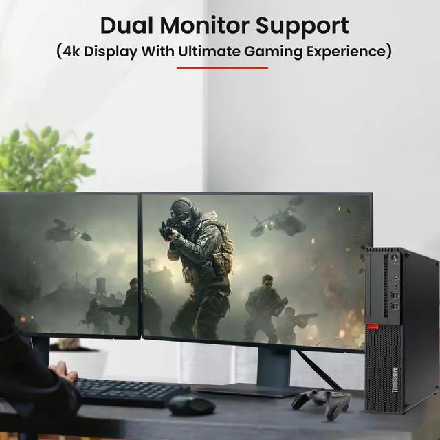 Alt view image 2 of 7 - Lenovo ThinkCentre SFF Desktop Computer PC, Intel Quad Core i5-6500 upto 3.60GHz, 16GB DDR4 Ram, 512GB SSD, NVIDIA GeForce GTX 1050Ti, Wi-Fi, RGB Keyboard & Mouse, Windows 11 Pro (Refurbished)