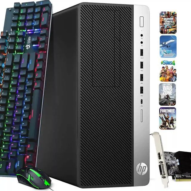 Main image of HP EliteDesk 800 G3 Tower Desktop Computer PC, Intel Quad Core i5-6500 upto 3.60GHz, 32GB DDR4 Ram,512GB SSD, NVIDIA GT1030, Wi-Fi, RGB Keyboard & Mouse, Windows 11 Professional