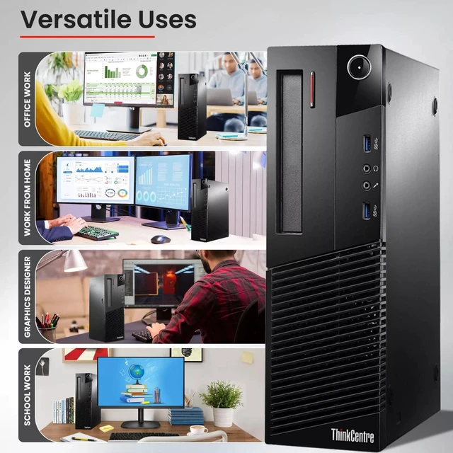 Alt view image 4 of 7 - Lenovo ThinkCentre SFF Desktop Computer PC, Intel Quad Core i5-4570 upto 3.60GHz, 32GB DDR3 Ram, 512GB SSD, Wi-Fi, Keyboard & Mouse, Windows 11 Professional (Refurbished)
