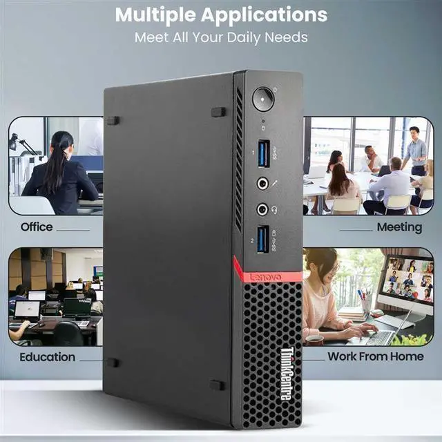 Alt view image 2 of 6 - Lenovo ThinkCentre M900 Mini Computer PC Intel Quad Core i5-6500T, 8GB DDR4 Ram, 256GB SSD, Dual 22 Inch Monitor, Keyboard & Mouse, Wi-Fi, Windows 11 Professional (Renewed)